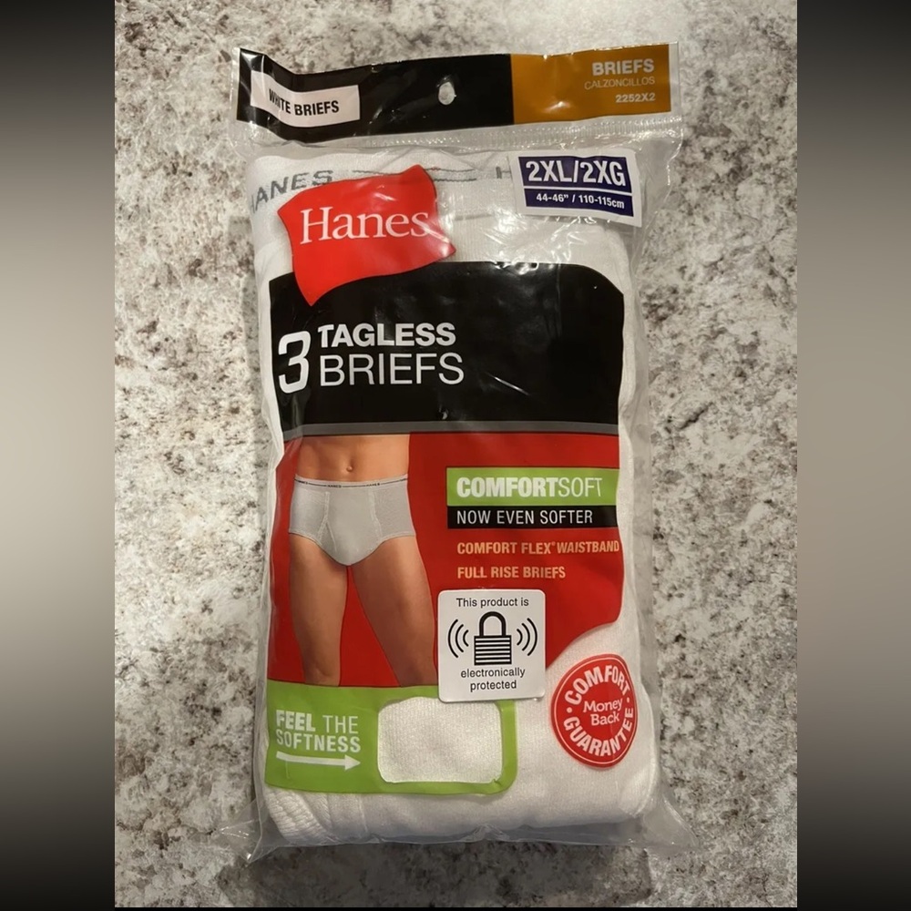 Hanes 3 Tagless Briefs Mens 2XL